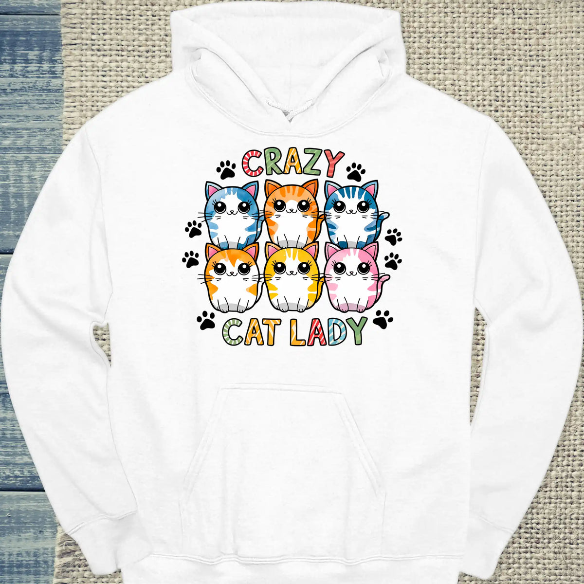 Hoodie - Für die Crazy Cat Lady - Unisex - Kaffee, Cat Lady Weiß