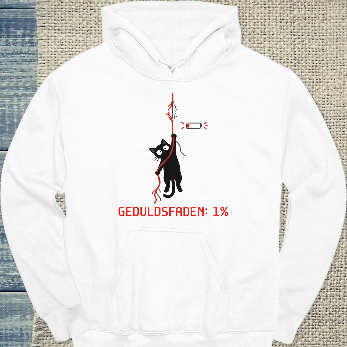 Hoodie - Geduldsfaden: 1% - Unisex - Katze Weiß