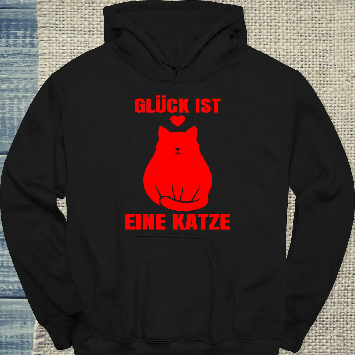 Hoodie - Glück ist - Unisex - Katze Schwarz
