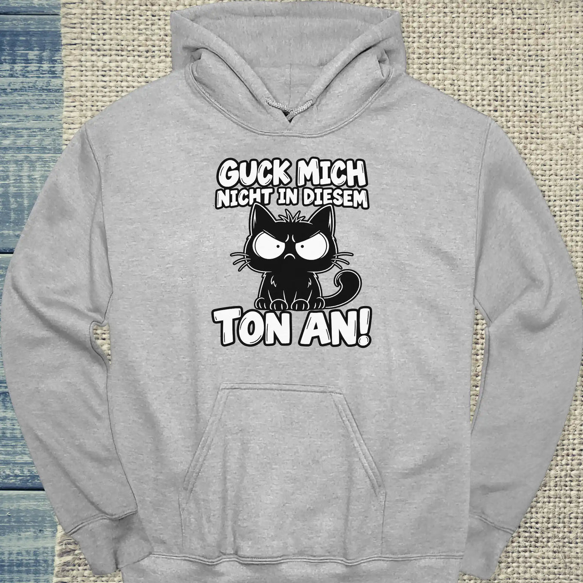 Hoodie - Guck mich mich nicht - Unisex - Katze Grau