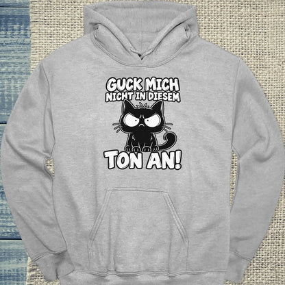 Hoodie - Guck mich mich nicht - Unisex - Katze Grau