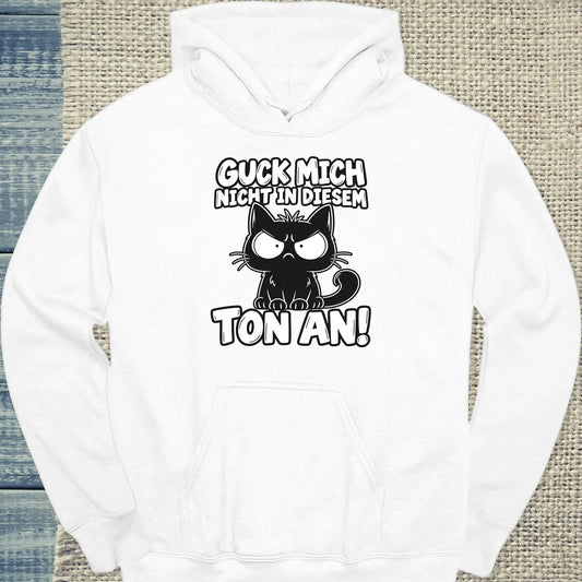 Hoodie - Guck mich mich nicht - Unisex - Katze Weiß