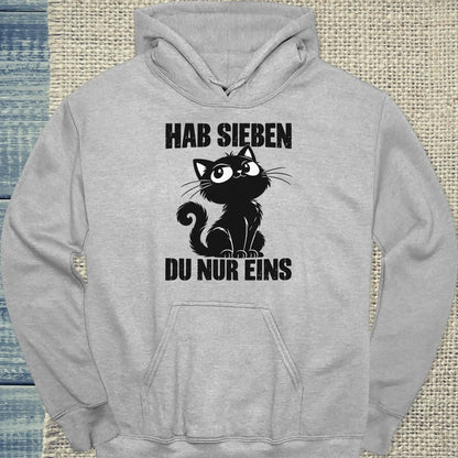 Hoodie - Hab Sieben - Unisex - Katze Grau