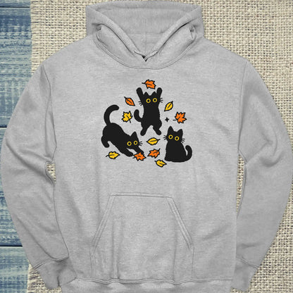 Hoodie - Herbstlaub - Unisex - Katze Grau