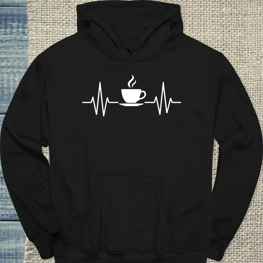 Hoodie - Herzschlag für Kaffee - Unisex - Kaffee Schwarz