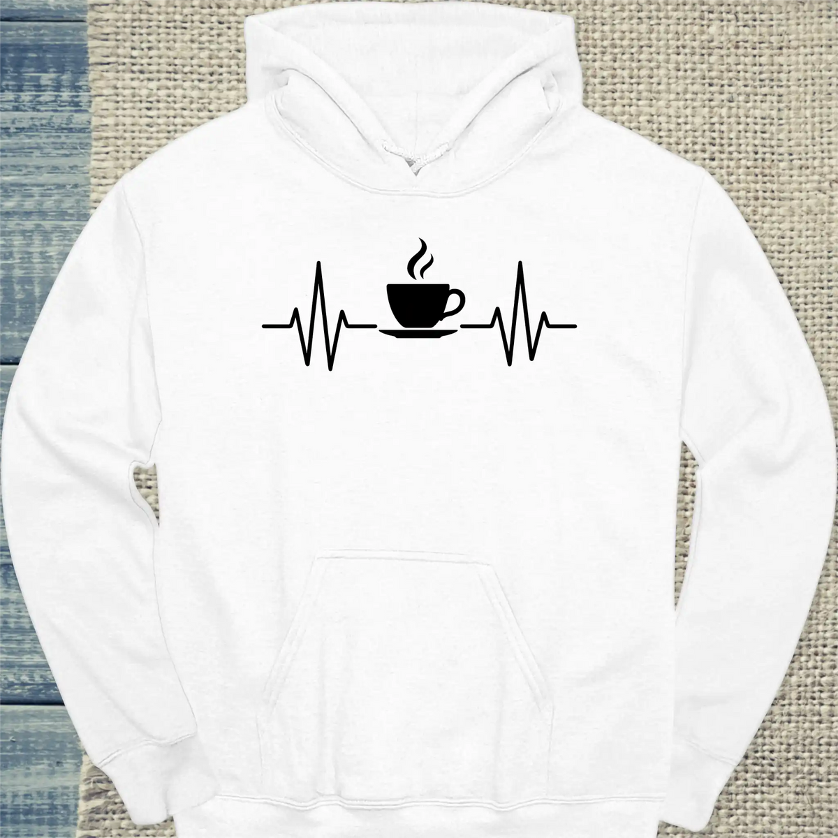 Hoodie - Herzschlag für Kaffee - Unisex - Kaffee Weiß