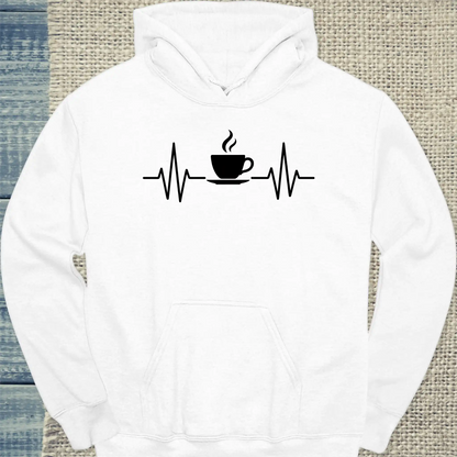 Hoodie - Herzschlag für Kaffee - Unisex - Kaffee Weiß