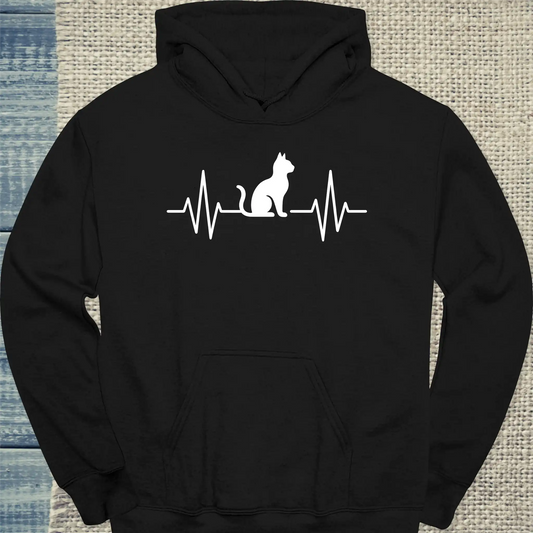 Hoodie - Herzschlag für Katzen - Unisex - Katze Schwarz