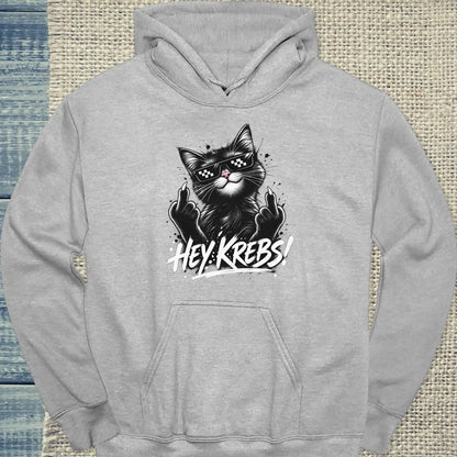 Hoodie - Hey Krebs - Unisex - Katze Grau