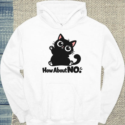 Hoodie - How About NO - Unisex - Katze Weiß