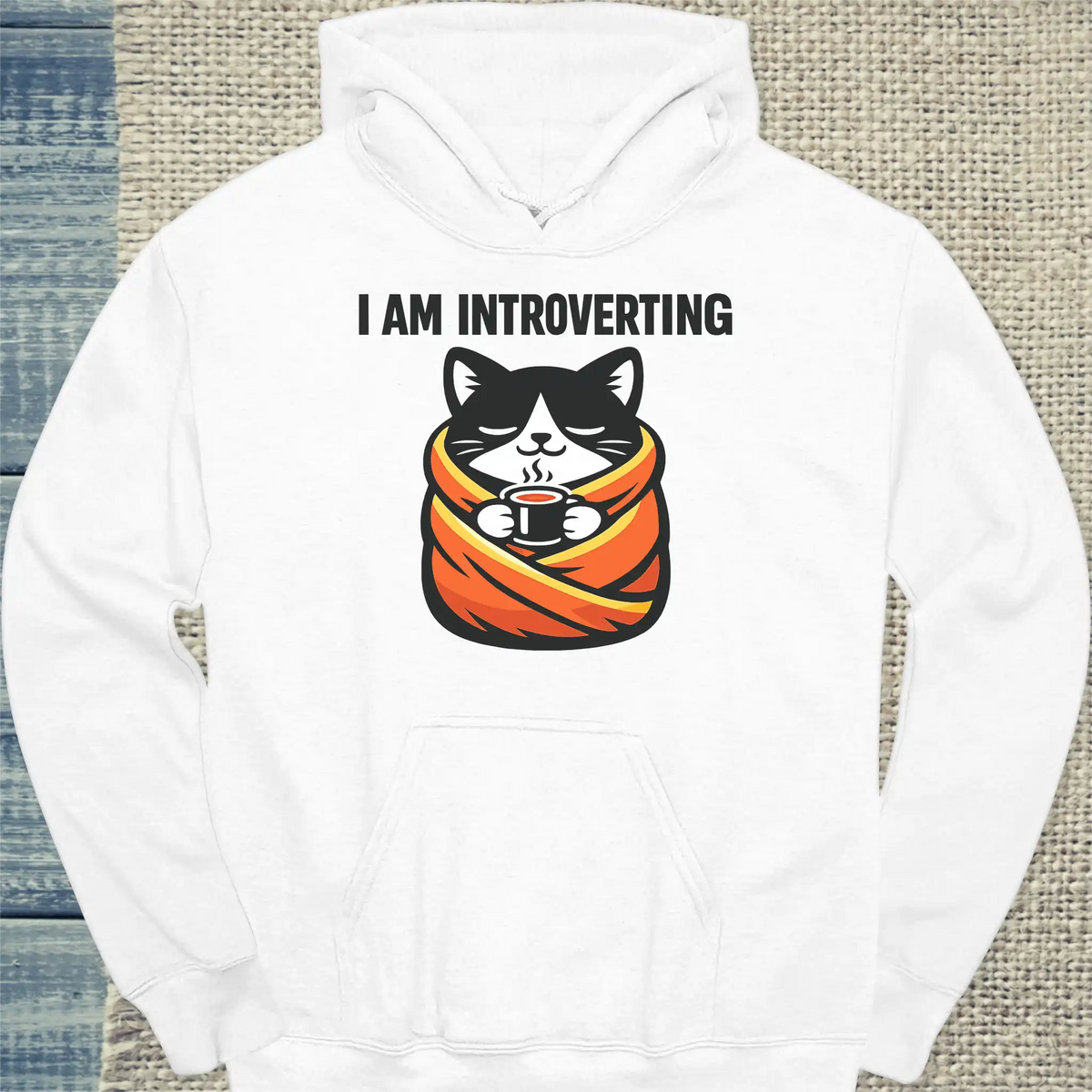 Hoodie - i am introverting - Unisex - Katze Weiß