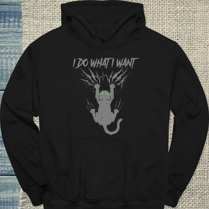 Hoodie - I do what I want to do - Unisex - Katze Schwarz