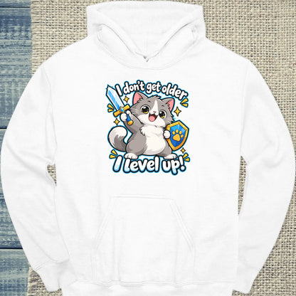 Hoodie - I level up - Unisex - Katze Weiß