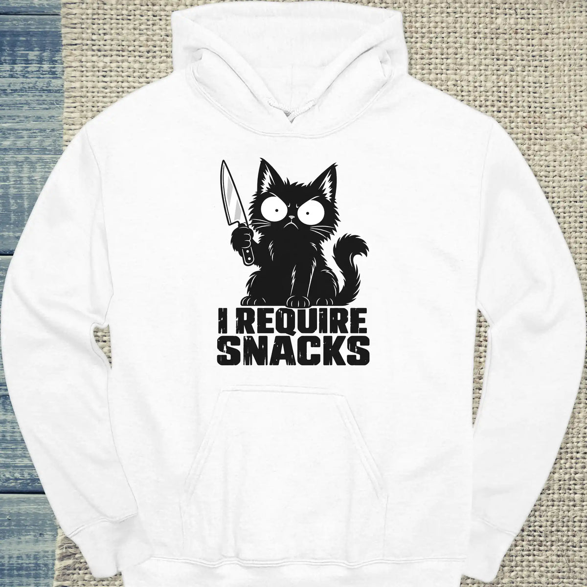 Hoodie - I REQUIRE SNACKS - Unisex - Katze Weiß