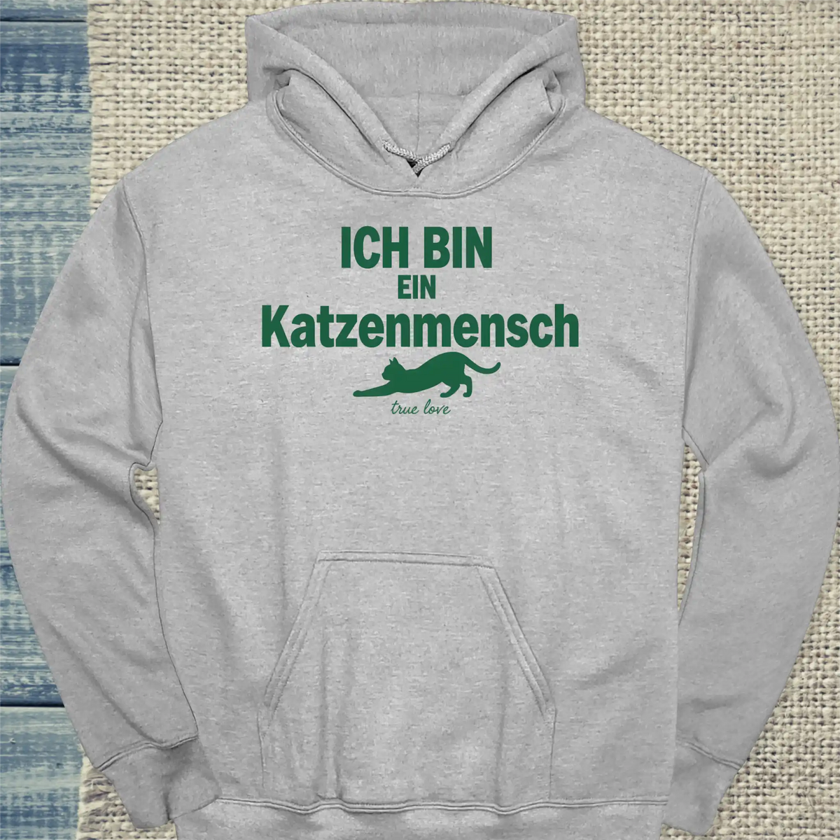 Hoodie - Ich bin ein Katzenmensch - Unisex - Katze Grau