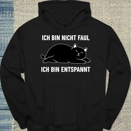 Hoodie - Ich bin nicht faul - Unisex - Katze Schwarz