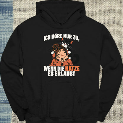 Hoodie - Ich hör nur zu - Unisex - Katze Schwarz