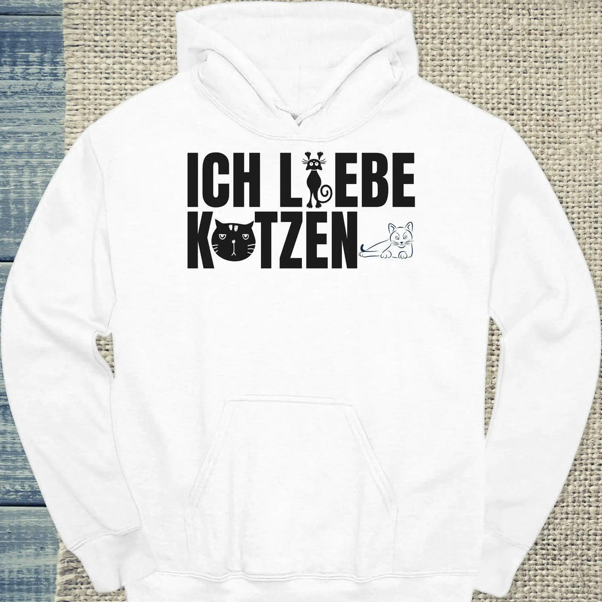 Hoodie - Ich liebe Katzen - Unisex - Katze Weiß