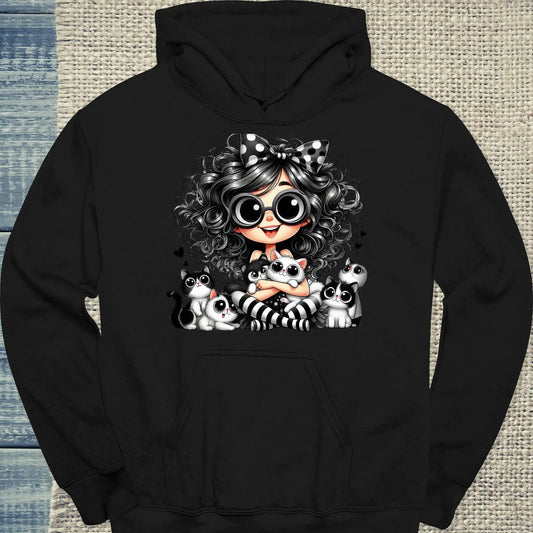 Hoodie - Ich mag halt Katzen - Unisex - Kaffee, Cat Lady Schwarz