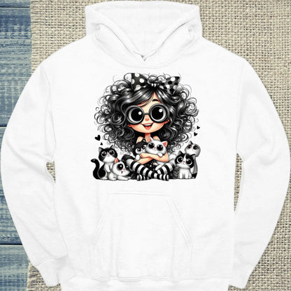 Hoodie - Ich mag halt Katzen - Unisex - Kaffee, Cat Lady Weiß