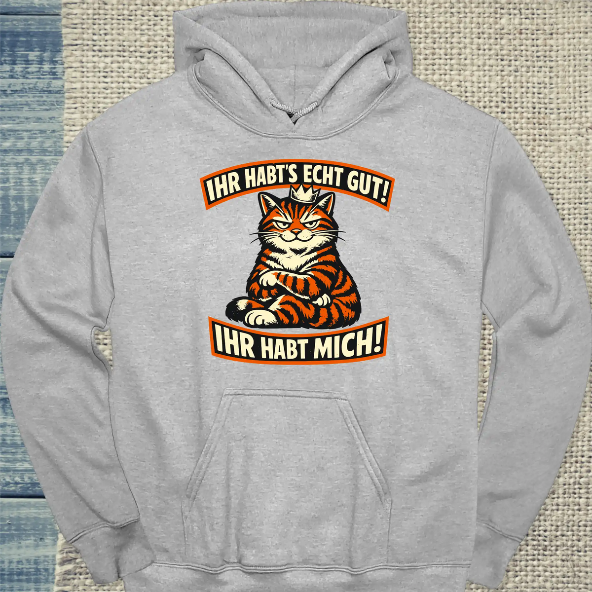 Hoodie - Ihr habt mich - Unisex - Katze Grau