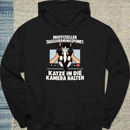 Hoodie - In die Kamera halten - Unisex - Katze Schwarz