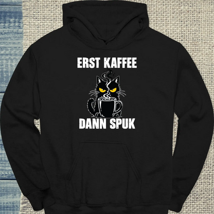 Hoodie - Kaffee dann Spuk - Unisex - Katze & Kaffee, Halloween Schwarz