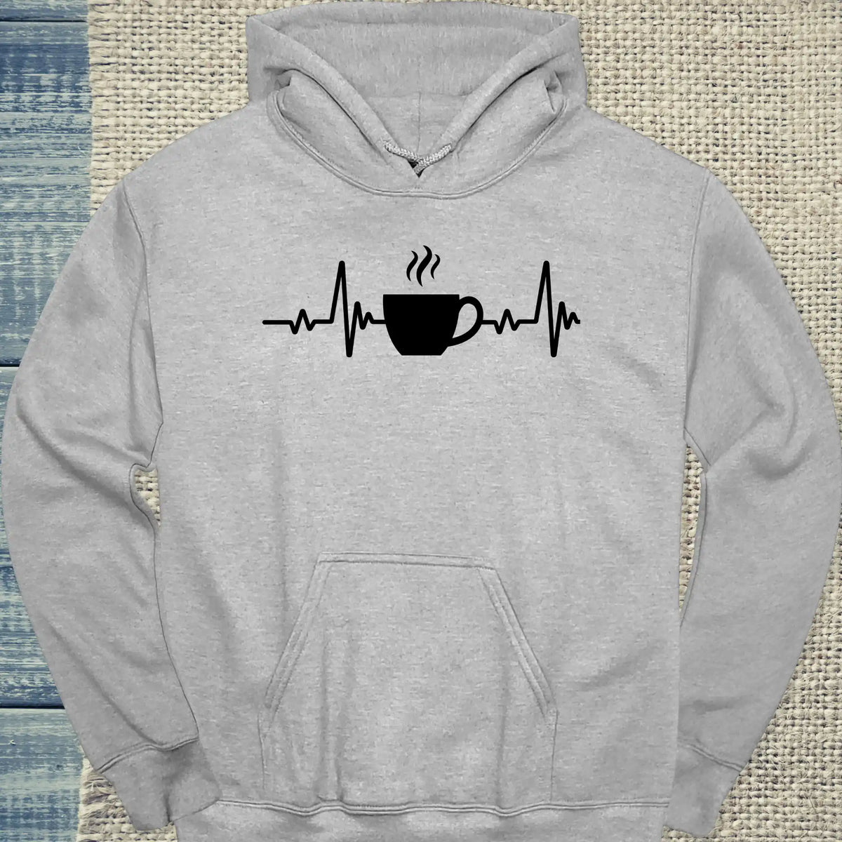 Hoodie - Kaffee Herzschlag - Unisex - Kaffee Grau