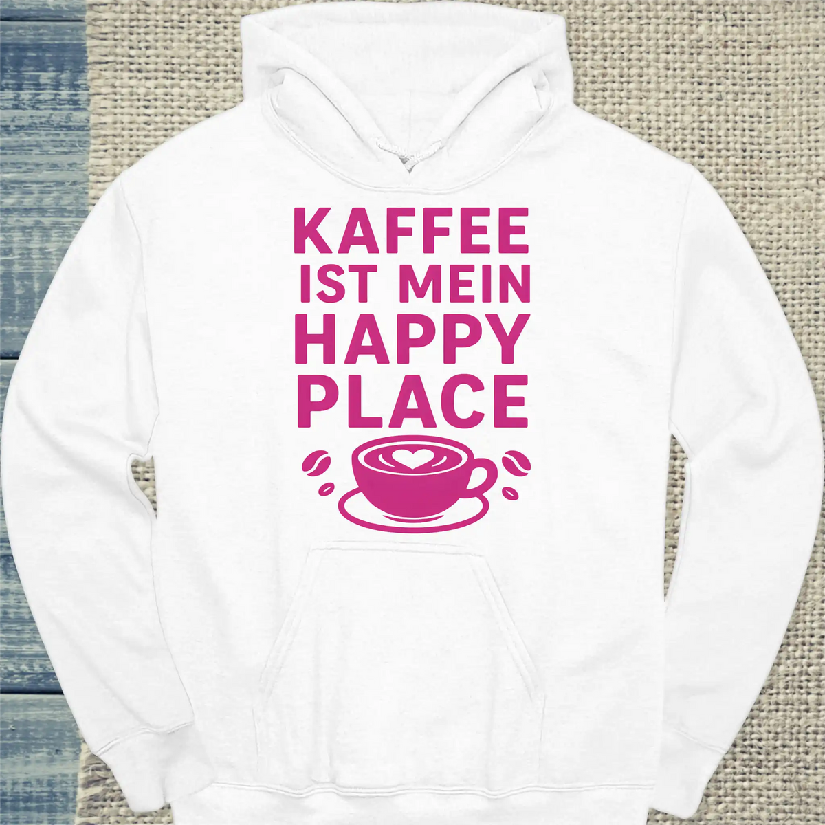 Hoodie - Kaffee ist mein Happy Place - Unisex - Kaffee Weiß