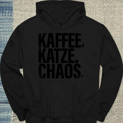 Hoodie - Kaffee. Katze. Chaos. - Unisex - Katze & Kaffee, Black Edition Schwarz