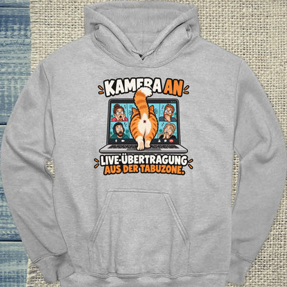 Hoodie - Kamera an - Unisex - Katze Grau