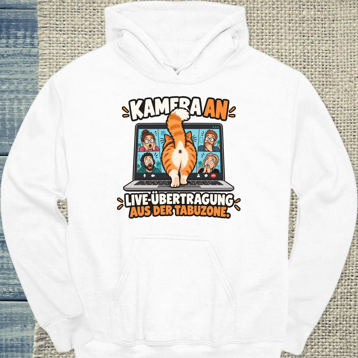 Hoodie - Kamera an - Unisex - Katze Weiß