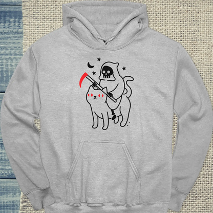Hoodie - Katze des Tod - Unisex - Katze, Halloween Grau