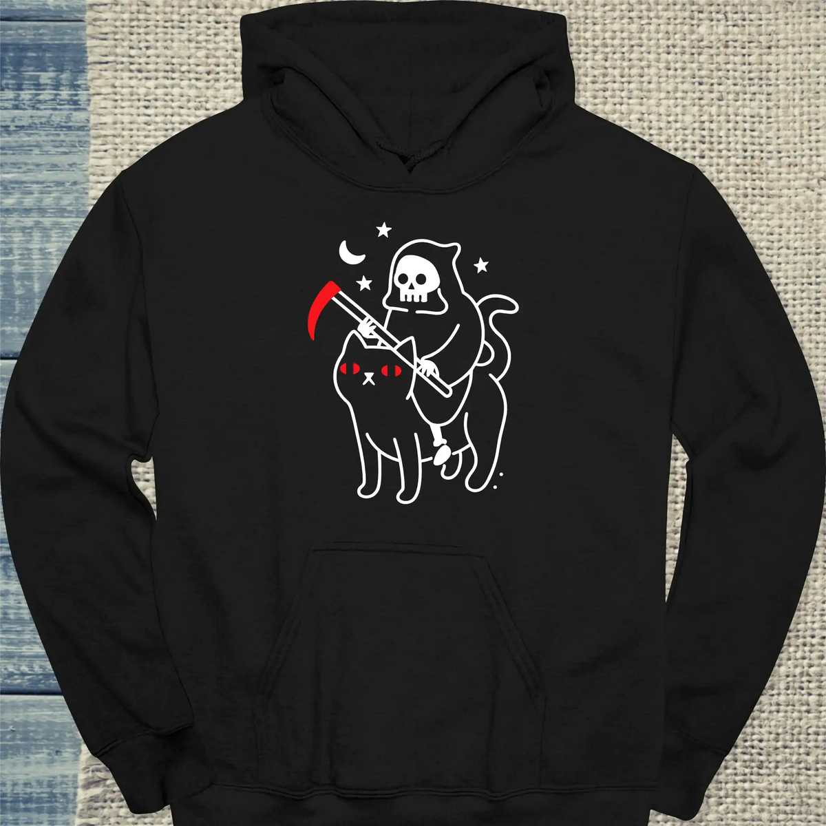 Hoodie - Katze des Tod - Unisex - Katze, Halloween Schwarz