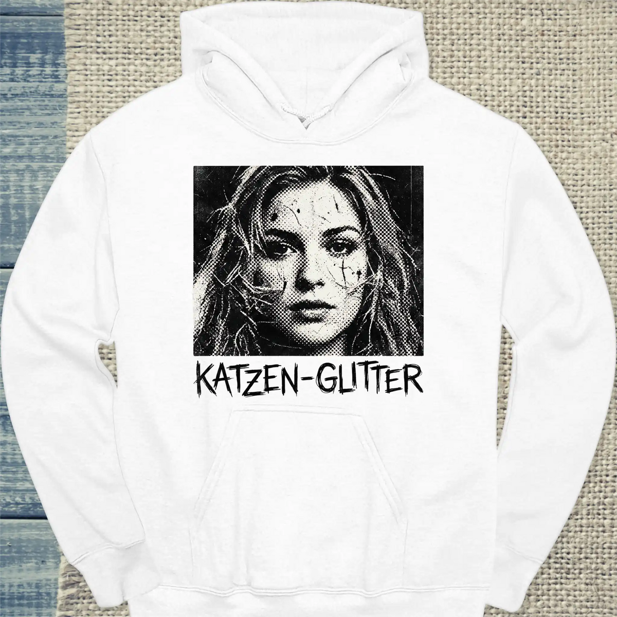 Hoodie - Katzen-Glitter - Unisex - Katze Weiß