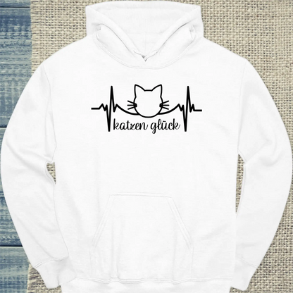 Hoodie - Katzen Glück - Unisex - Katze Weiß