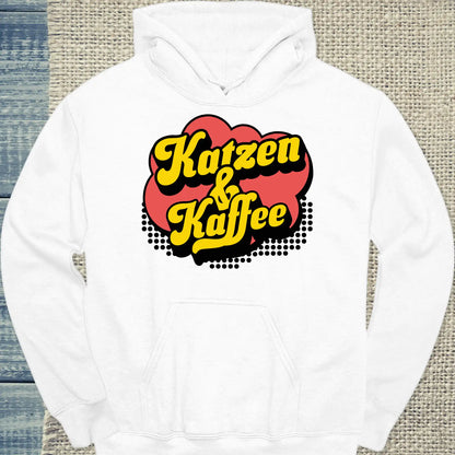 Hoodie - Katzen & Kaffee - Retro - Unisex - Katze & Kaffee Weiß