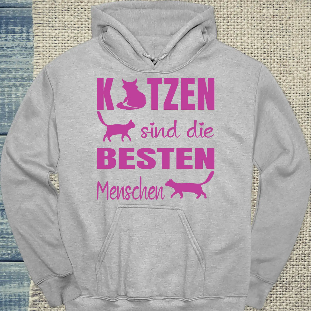 Hoodie - Katzen sind die besten Menschen - Unisex - Katze Grau