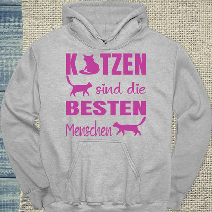 Hoodie - Katzen sind die besten Menschen - Unisex - Katze Grau