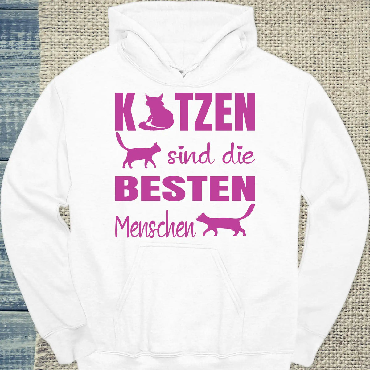 Hoodie - Katzen sind die besten Menschen - Unisex - Katze Weiß