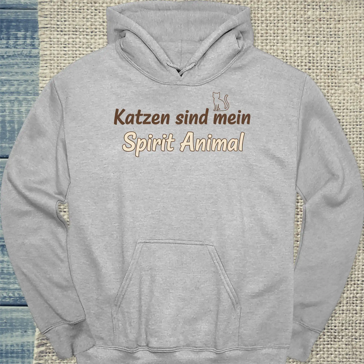 Hoodie - Katzen sind mein Spirit Animal - Simple - Unisex - Katze Grau