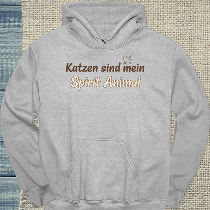Hoodie - Katzen sind mein Spirit Animal - Simple - Unisex - Katze Grau
