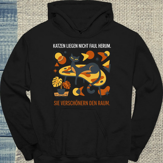 Hoodie - Katzen verschönern den Raum - Unisex - Katze Schwarz