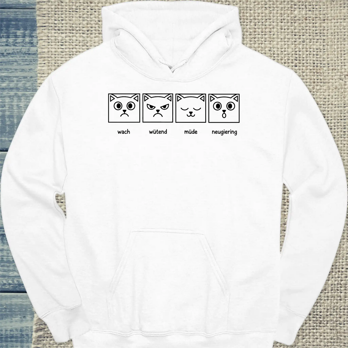 Hoodie - Katzengesichter - Unisex - Katze Weiß