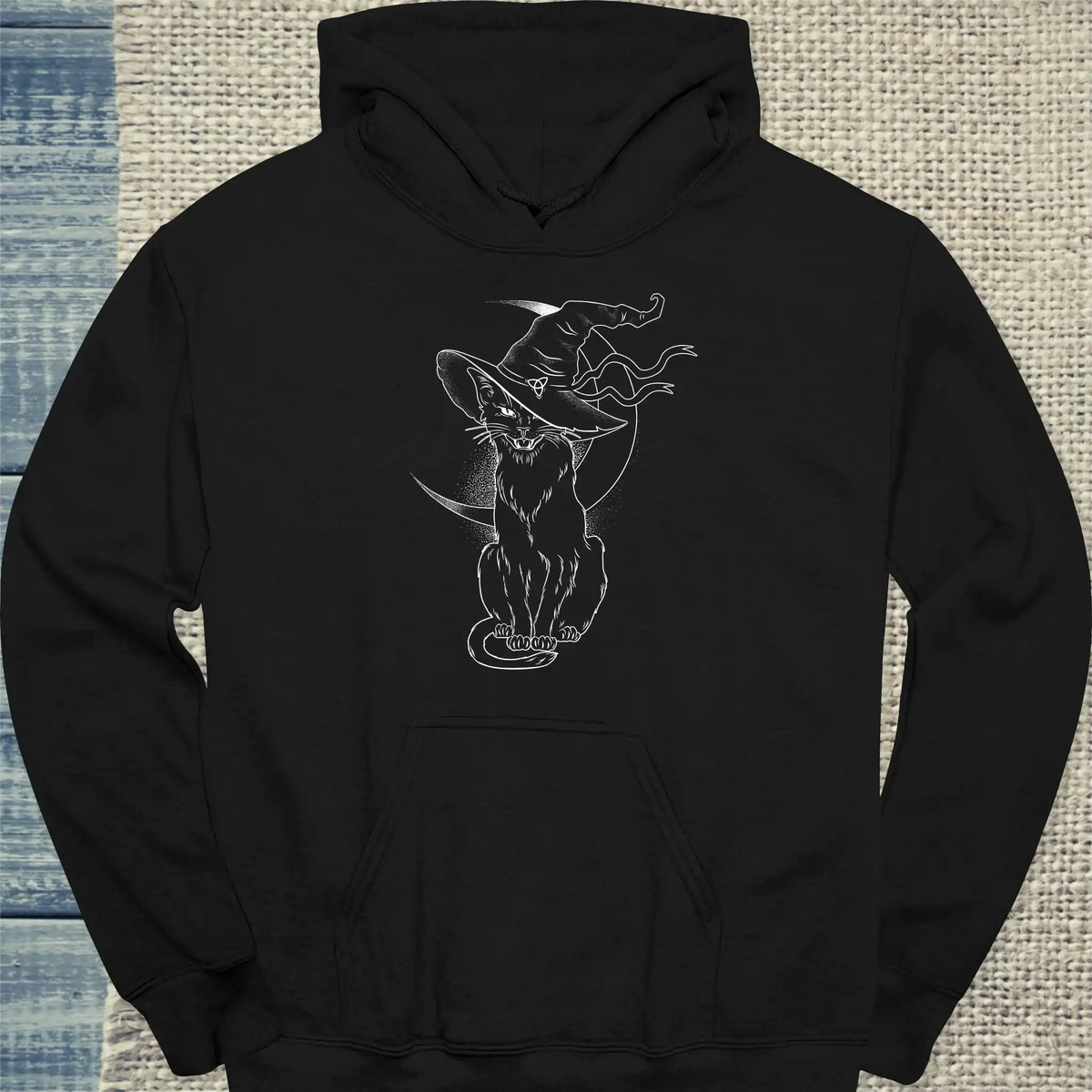 Hoodie - Katzenhexe - Unisex - Katze, Halloween Schwarz