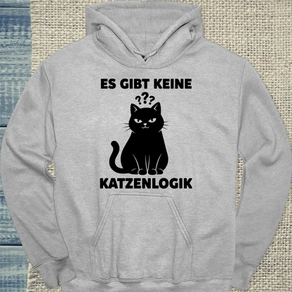 Hoodie - Katzenlogik - Unisex - Katze Grau
