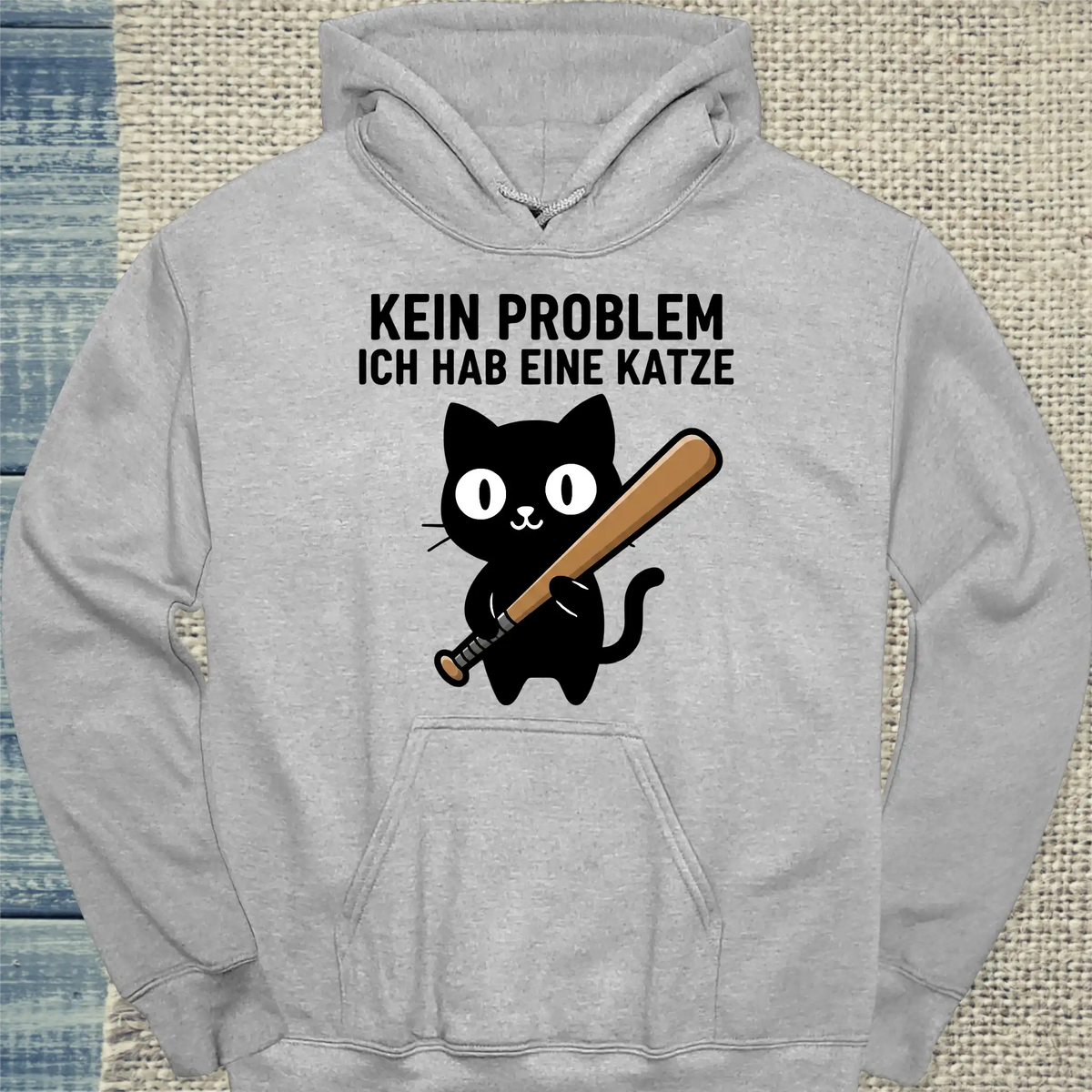 Hoodie - Kein Problem - Habe Katze - Unisex - Katze Grau