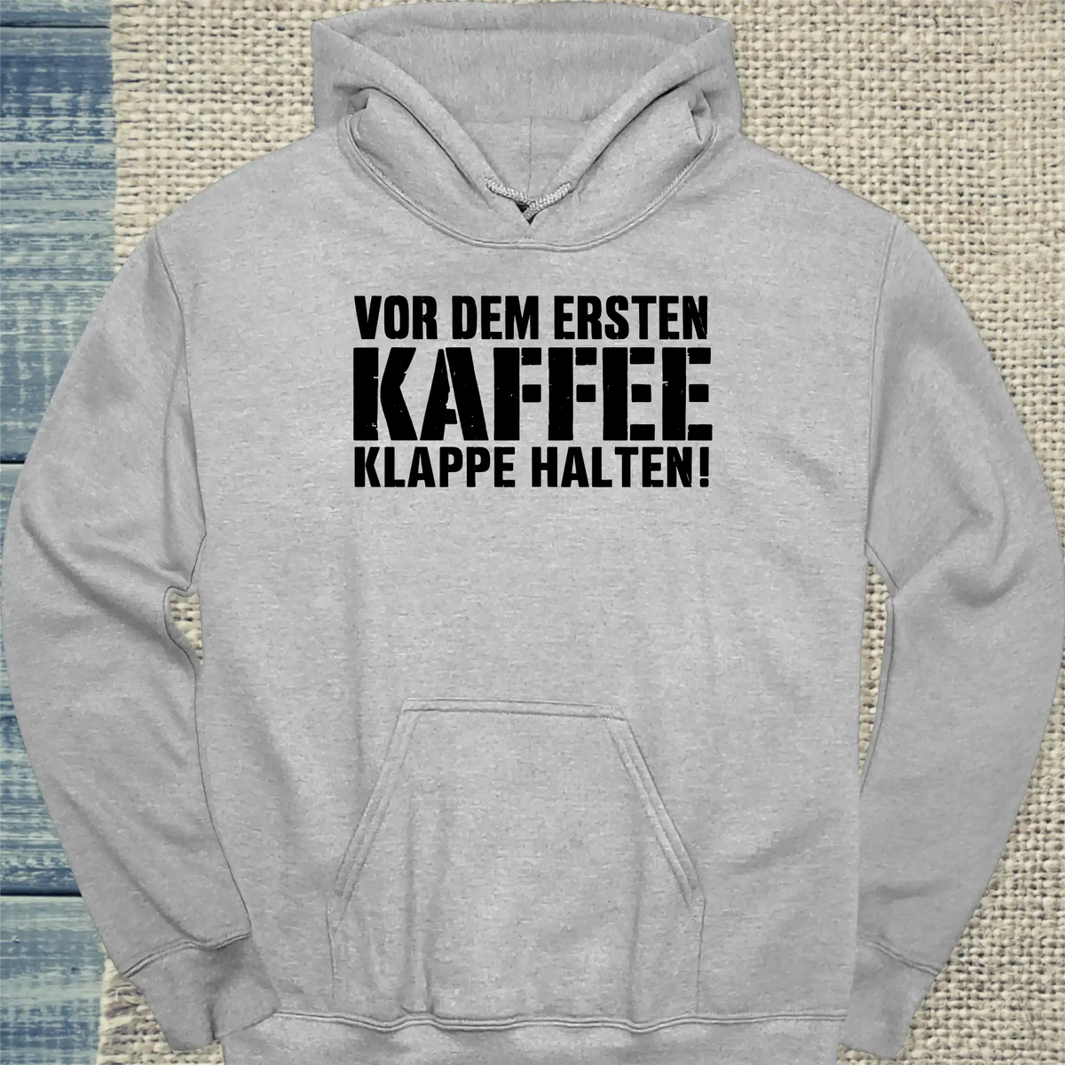 Hoodie - Klappe halten - Unisex - Katze & Kaffee Grau