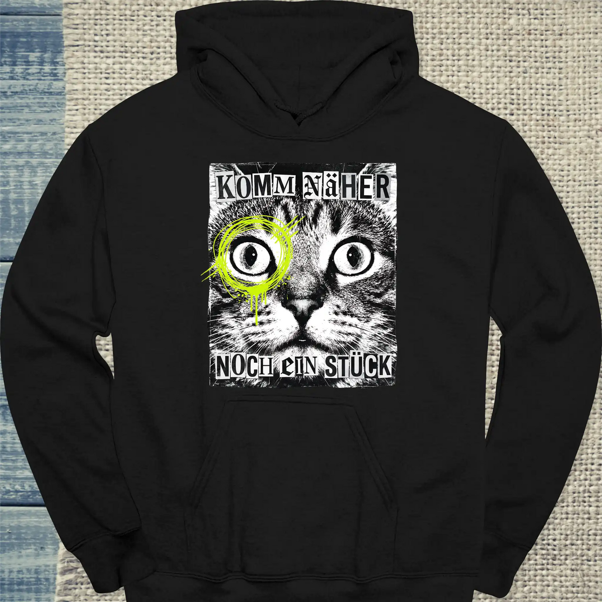 Hoodie - Komm näher - Noch ein Stück - Unisex - Katze Schwarz