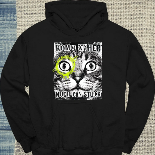 Hoodie - Komm näher - Noch ein Stück - Unisex - Katze Schwarz